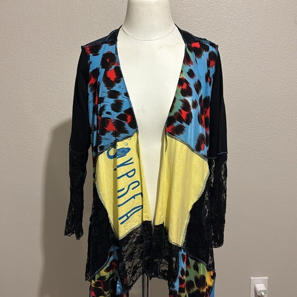 Styles Ever After Patch Colorful The Beatles Asymmetrical Women's Cardigan - Picture 3 of 7